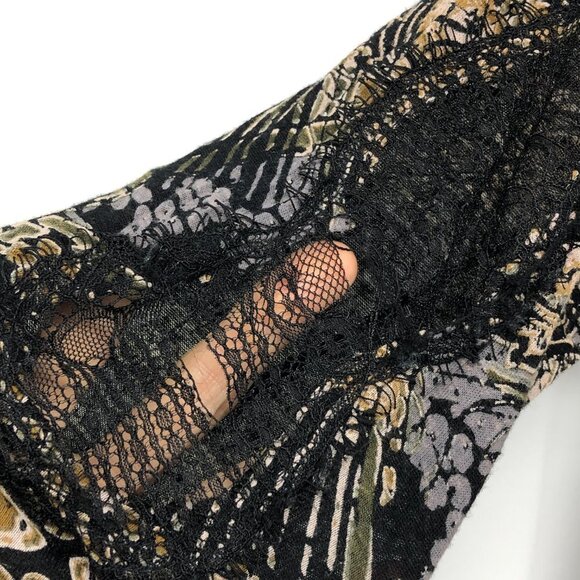 Free People Sepia Toned New World Jersey Nouveau flowy cross front Top size S - Picture 8 of 16